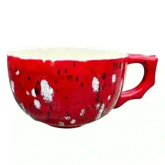 Set of 2 hand thrown latte mugs red glaze - Picture 8 of 15